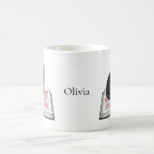 Adorable Black Cat Kitten on Book Custom Name Kaffeetasse (Mittel)