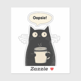 Adorable Black Cat Minimalistischer Kaffee Oopsie Aufkleber