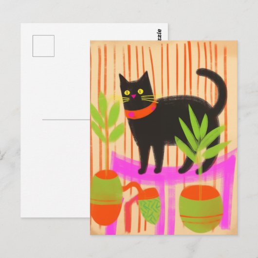 Adorable Black Cat Postkarte (Vorne/Hinten)