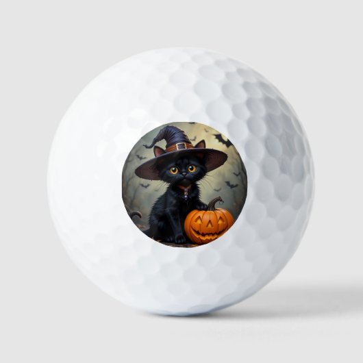 Adorable Black Cat Wear Hexenhut Golfball (Vorderseite)