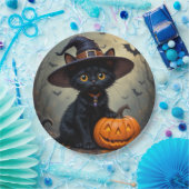 Adorable Black Cat Wear Hexenhut Pappteller (Party)