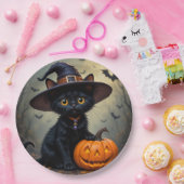 Adorable Black Cat Wear Hexenhut Pappteller (Party)