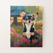 Adorable Black Chihuahua Welpe mit Wildblumen Puzzle (Vertikal)