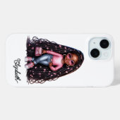 Adorable Black Girl Chibi Kunst mit rosa Akzente Case-Mate iPhone Hülle (Rückseite (Horizontal))