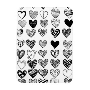 Adorable Black Heart Scribble Drawing Magnet