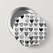 Adorable Black Heart Scribble Zeichnend Button (Vorne & Hinten)