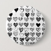 Adorable Black Heart Scribble Zeichnend Button (Vorderseite)