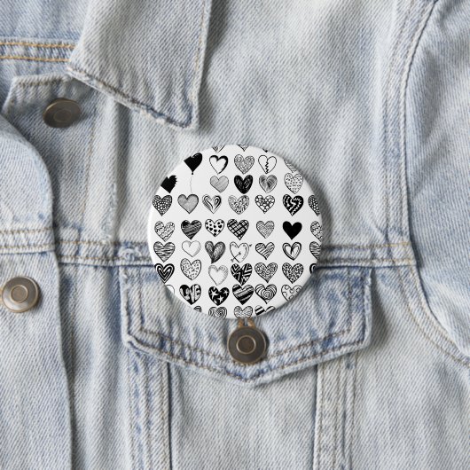 Adorable Black Heart Scribble Zeichnend Button (Beispiel)