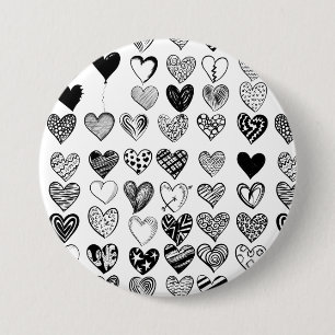 Adorable Black Heart Scribble Zeichnend Button