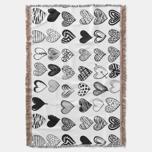 Adorable Black Heart Scribble Zeichnend Decke (Vorderseite Vertikal)