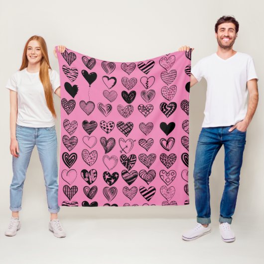 Adorable Black Heart Scribble Zeichnend Fleece Lee (Beispiel)