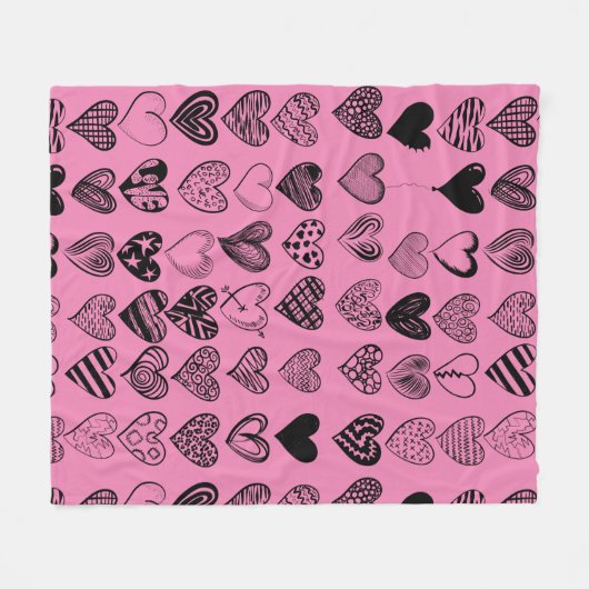 Adorable Black Heart Scribble Zeichnend Fleece Lee (Vorderseite (Horizontal))