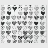 Adorable Black Heart Scribble Zeichnend Geschenkpapier (Flach)