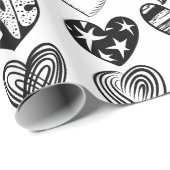 Adorable Black Heart Scribble Zeichnend Geschenkpapier (Rolleneckpunkt)