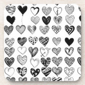 Adorable Black Heart Scribble Zeichnend Getränkeuntersetzer (Vorderseite)