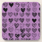 Adorable Black Heart Scribble Zeichnend Getränkeuntersetzer (Vorderseite)