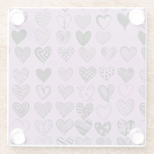 Adorable Black Heart Scribble Zeichnend Glass Coas Glasuntersetzer (Rückseite)