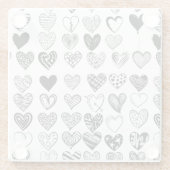 Adorable Black Heart Scribble Zeichnend Glasuntersetzer (Rückseite)