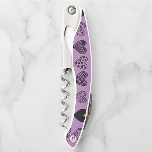 Adorable Black Heart Scribble Zeichnend Kellnercre Kellnermesser (Vorderseite)