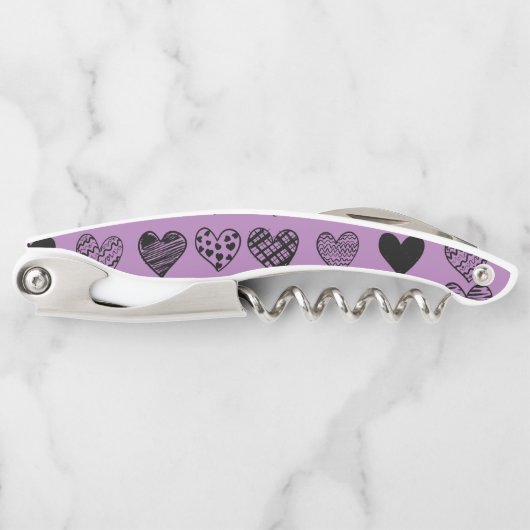 Adorable Black Heart Scribble Zeichnend Kellnercre Kellnermesser (Vorderseite)