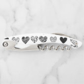 Adorable Black Heart Scribble Zeichnend Kellnermesser (Vorderseite)