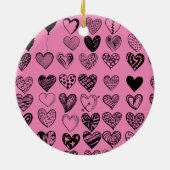 Adorable Black Heart Scribble Zeichnend Keramik Or Keramik Ornament (Hinten)