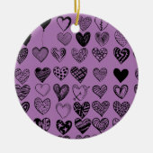Adorable Black Heart Scribble Zeichnend Keramik Or Ornament (Vorne)