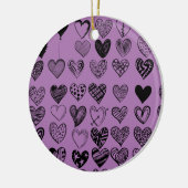 Adorable Black Heart Scribble Zeichnend Keramik Or Ornament (Links)