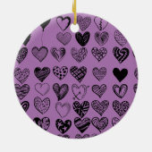 Adorable Black Heart Scribble Zeichnend Keramik Or Ornament (Hinten)