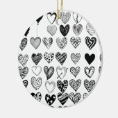 Adorable Black Heart Scribble Zeichnend Keramik Ornament (Links)