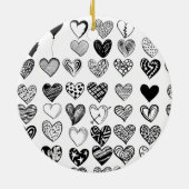 Adorable Black Heart Scribble Zeichnend Keramik Ornament (Hinten)