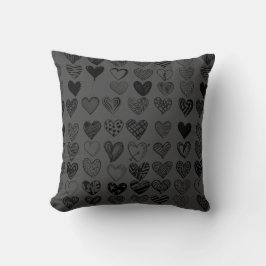Adorable Black Heart Scribble Zeichnend Kissen