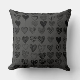 Adorable Black Heart Scribble Zeichnend Kissen
