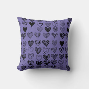Adorable Black Heart Scribble Zeichnend Kissen