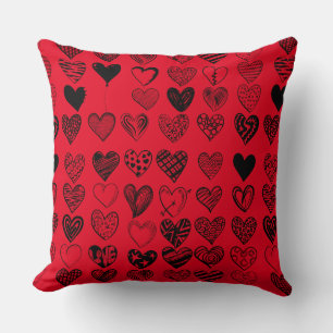 Adorable Black Heart Scribble Zeichnend Kissen