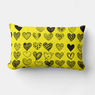 Adorable Black Heart Scribble Zeichnend Lendenkissen