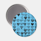 Adorable Black Heart Scribble Zeichnend Magnet (Vorderseite/Rückseite)