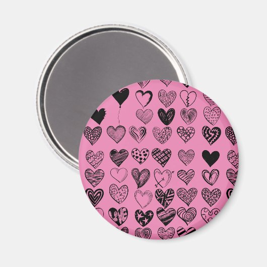 Adorable Black Heart Scribble Zeichnend Magnet (Vorderseite/Rückseite)