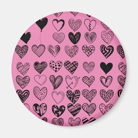 Adorable Black Heart Scribble Zeichnend Magnet (Vorne)