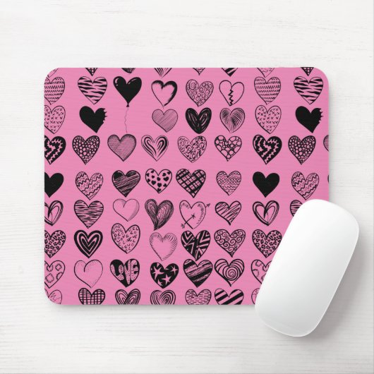 Adorable Black Heart Scribble Zeichnend Maus Pad Mousepad (Mit Mouse)