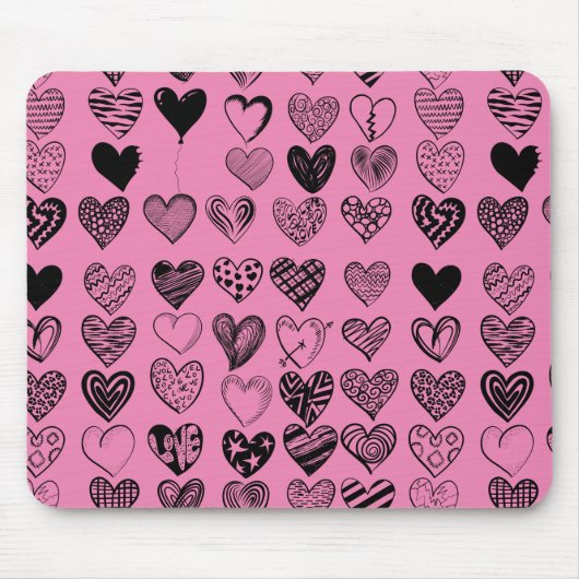 Adorable Black Heart Scribble Zeichnend Maus Pad Mousepad (Vorne)