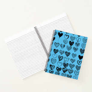 Adorable Black Heart Scribble Zeichnend Notebook Notizblock