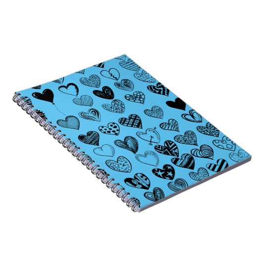 Adorable Black Heart Scribble Zeichnend Notebook Notizblock (Rechte Seite)