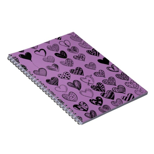 Adorable Black Heart Scribble Zeichnend Notebook Notizblock (Rechte Seite)