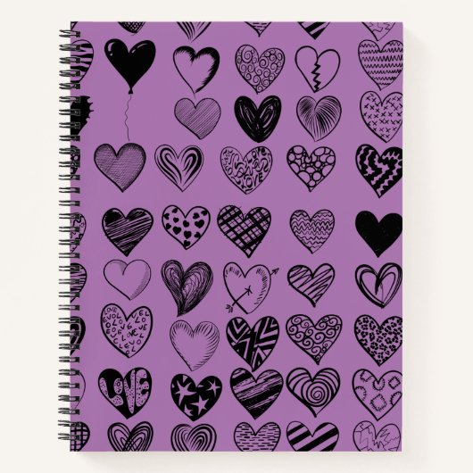 Adorable Black Heart Scribble Zeichnend Notebook Notizblock (Vorderseite)