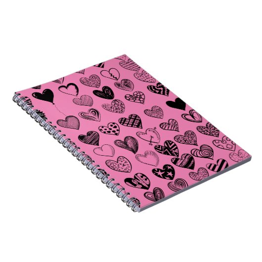 Adorable Black Heart Scribble Zeichnend Notebook Notizblock (Rechte Seite)