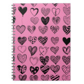 Adorable Black Heart Scribble Zeichnend Notebook Notizblock (Vorderseite)