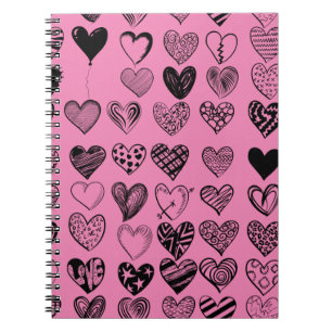 Adorable Black Heart Scribble Zeichnend Notebook Notizblock