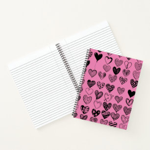 Adorable Black Heart Scribble Zeichnend Notebook Notizblock
