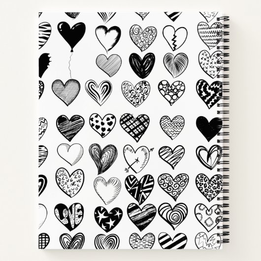 Adorable Black Heart Scribble Zeichnend Notizblock (Rückseite)